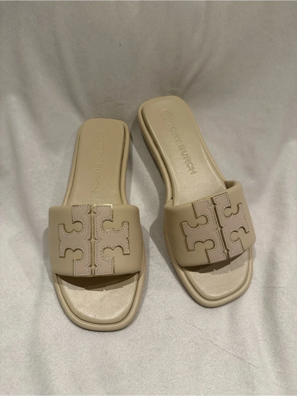 Tory Burch double T leather sport slide sandal